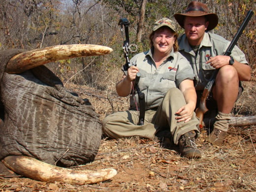 Bates and Professional Hunter with Elephant
